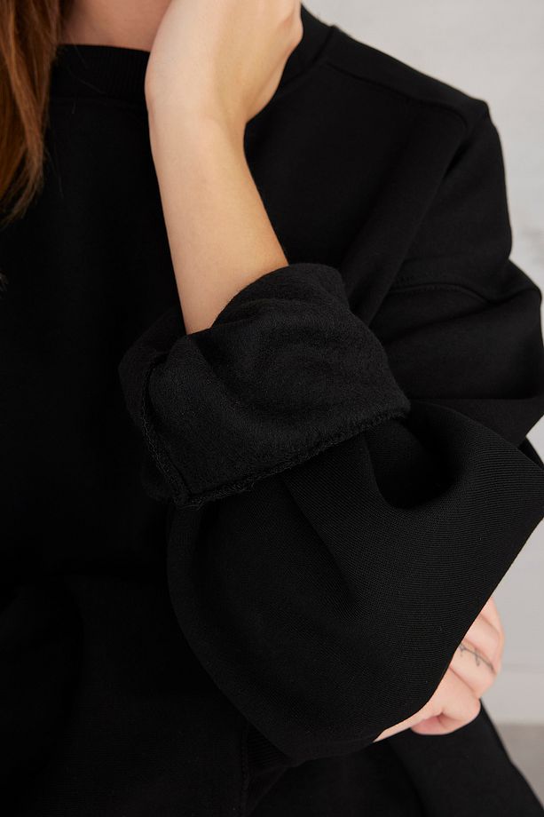 Bisiklet Yaka Şardonlu Basic Sweatshirt S3408-k11 - 3