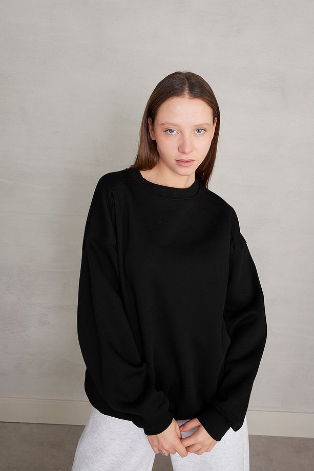 Bisiklet Yaka Şardonlu Basic Sweatshirt S3408-k11 - 4