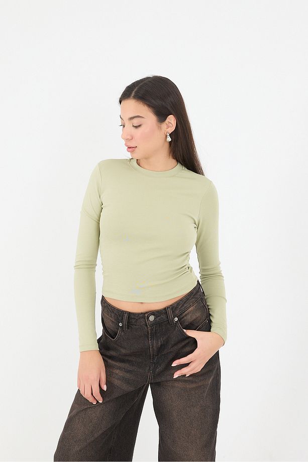Bisiklet Yaka Yanları Büzgülü Basic Bluz B4164-U13 - 6