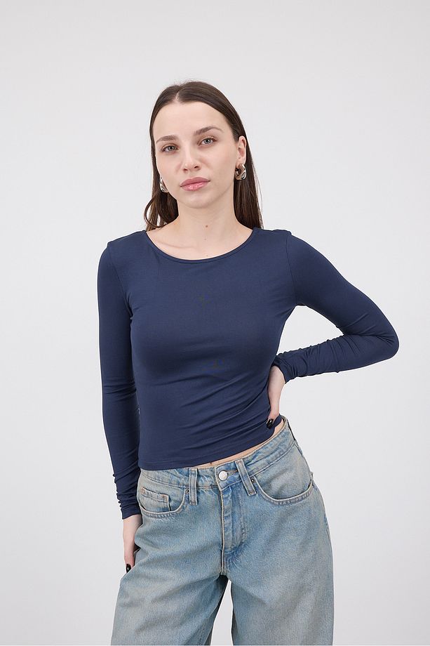 Uzun Kollu Basic Bluz B1605-S4 - 6