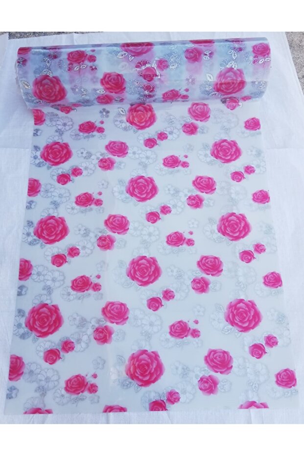 غطاء طاولة وردي منقوش شفاف مقاس 80 سم × 250 سم، غطاء طاولة من مادة PVC غير قابل للانزلاق بسمك 1.7 مم