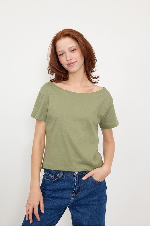 Kayık Yaka Basic T-Shirt P1567-T5 - 4