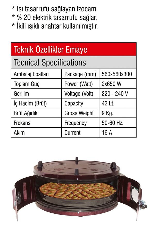 Camlı Davul Fırın Büyük Boy Tek Emaye Tepsili Davul Fırın - 2