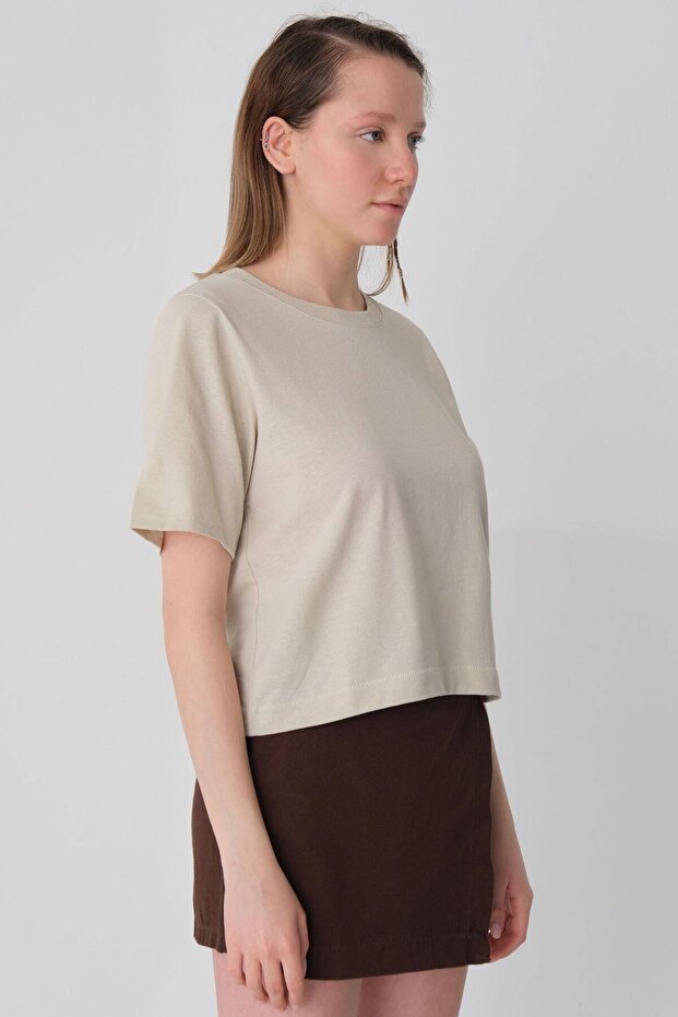 Bisiklet Yaka Basic T-shirt P1002-E8 - 4