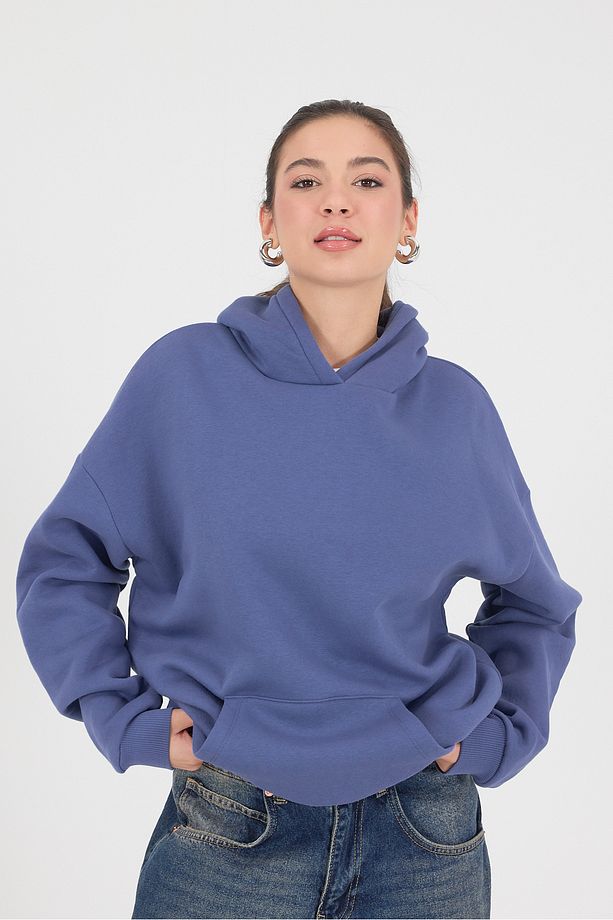 Kapüşonlu Şardonlu Basic Sweatshirt S1596-k5 - 2