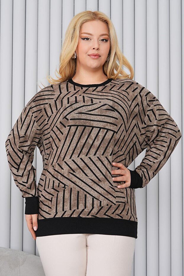 Plus Size Leopard Pattern Soft Sweater - 1