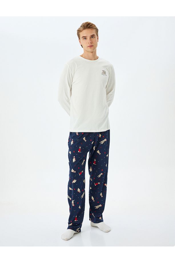 Yılbaşı Temalı Uzun Kollu Örme Pijama Takımı - 1