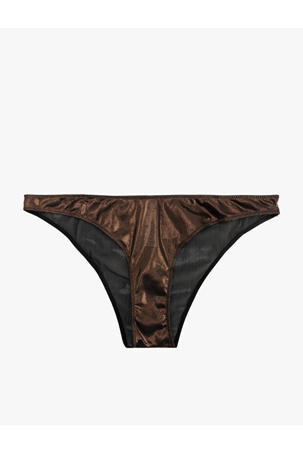 Tulle Leaf Printed Shiny Women's Brazilian Panties
