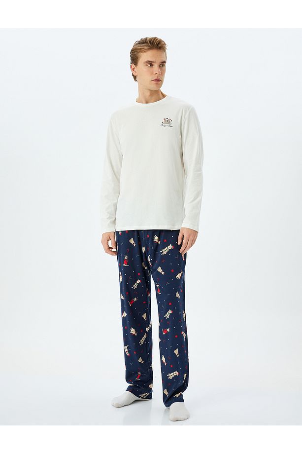 Yılbaşı Temalı Uzun Kollu Örme Pijama Takımı - 3