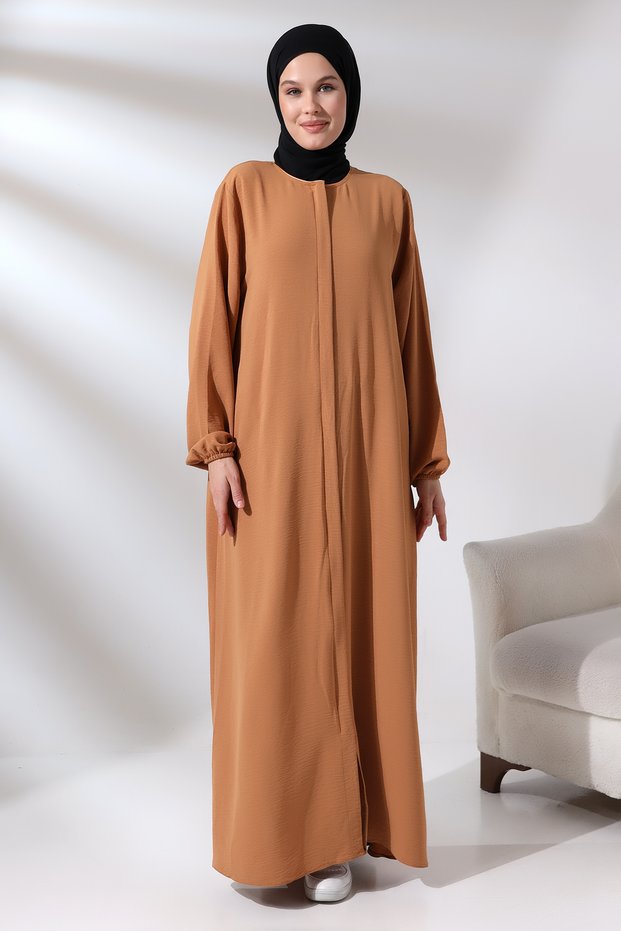 Salmon Women's Aerobin Hidden Zipper Hijab Ferace Dress
