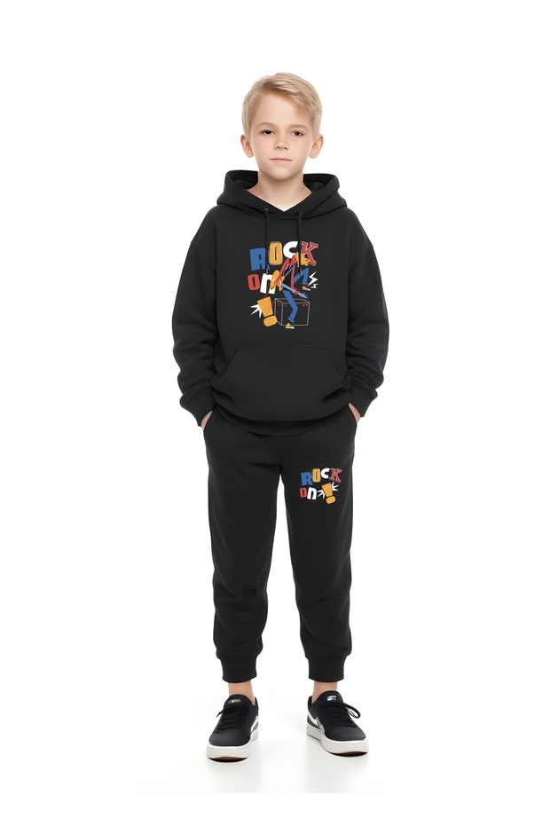 Boy's Elastic Waist-Pocket-Baski Detailed Tracksuit Set