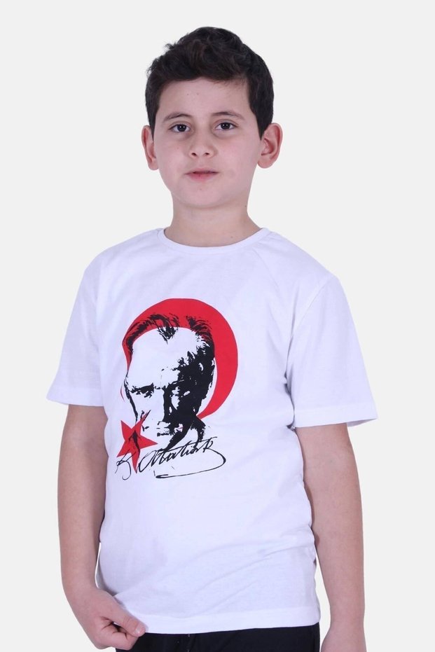 Crescent and Star Detailed Ataturk Printed and Signed Unisexs T-shirt