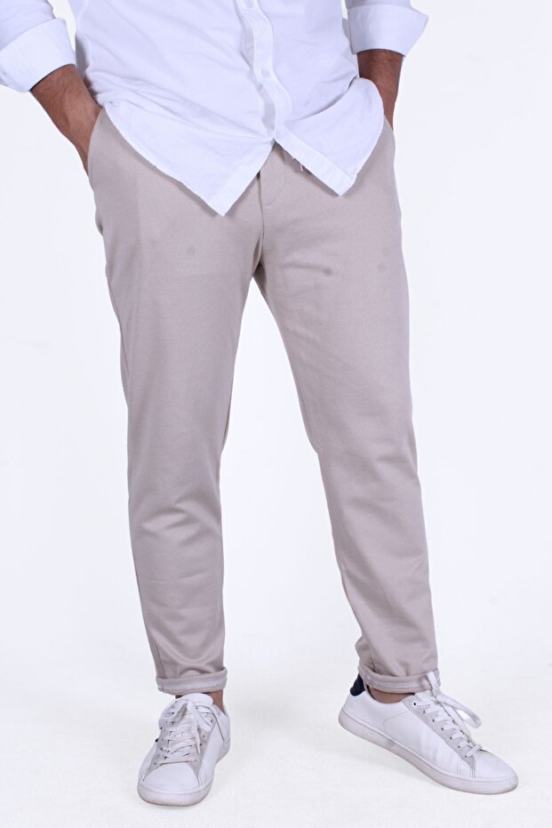 Men's Trousers - Pique Fabric, Elastic Waist