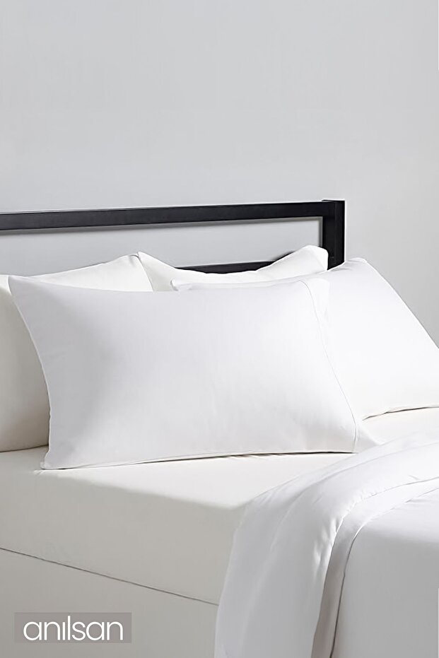 Plain White Single/Double Elasticless Sheet and Pillow Case Set, 63Tel - 3