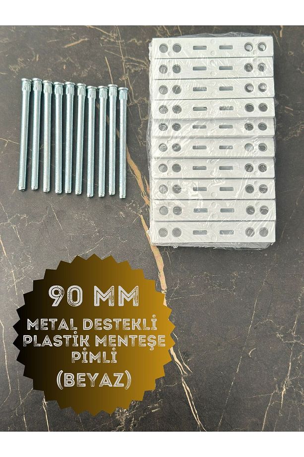 PVC Pimapen Kapı Menteşesi Pls Metal Destekli 90mm Beyaz (10 Adet) Vidalar Dahil - 6