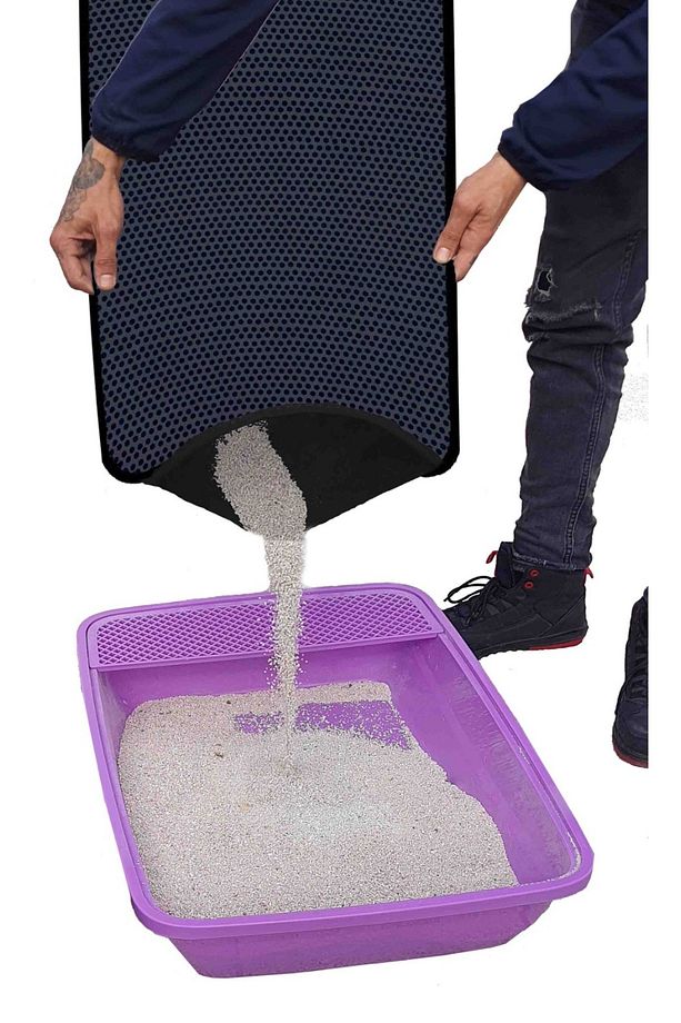 Kedi Kumu Wc Önü Xxl Büyük Boy Elekli Tuvalet Önü Gri Kedi Kumu Paspası 60x120 Cm - 4