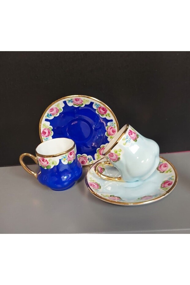 Saray Porcelain Hand Painting Set of 2 Coffee Cups