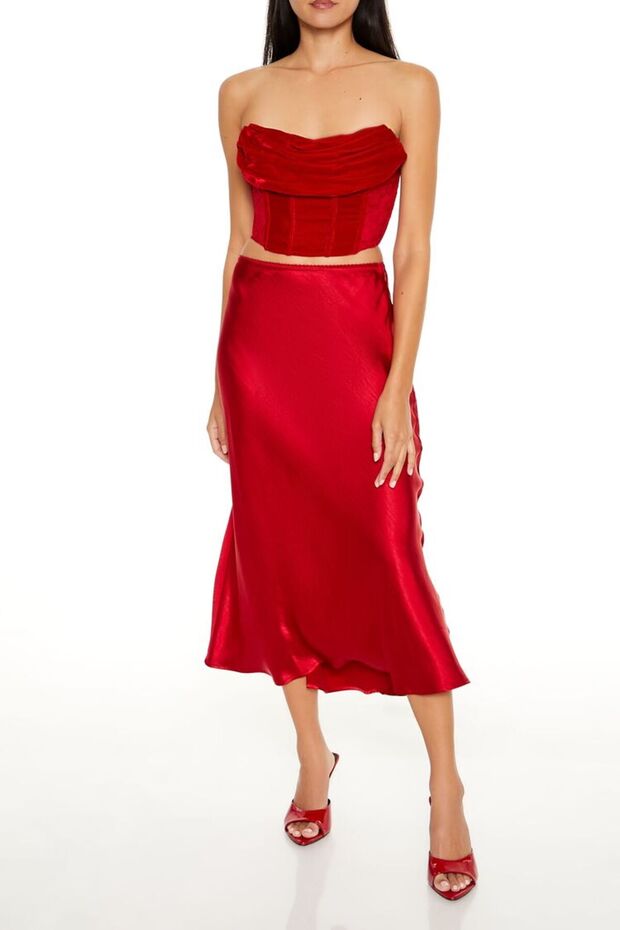 Saten Slip Midi Etek - 1