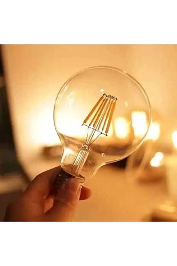 4W Rustik Led Ampul 2500K Dimlenebilir E27 Duylu 3 Adet Lambam G95 Amber Cam Sarı Işık Top Ampul - 5