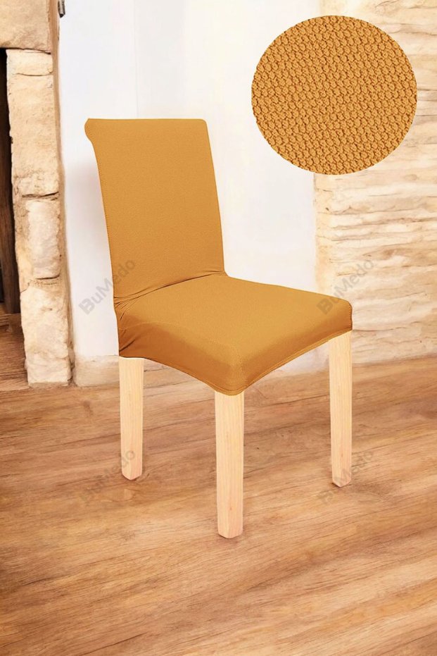 Honeycomb Lycra Spandex Fabric Washable Non-Pilling Chair Cover Single Chair Cover - Mustard