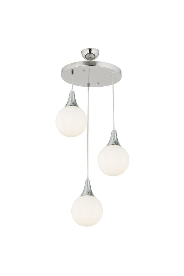 Damla 3 Lü Yuvarlak Krom -Led Ampul  Dahil Modern Koridor Mutfak Salon Sarkıt Avize - 1