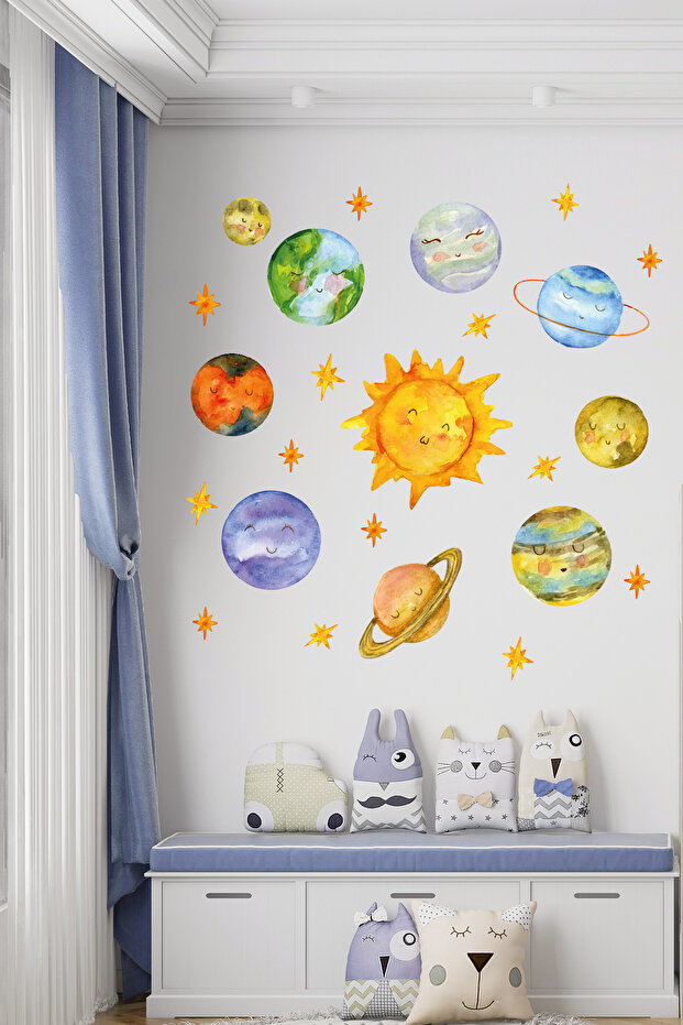 Sun and Planets Themed Kids Room Sticker Set