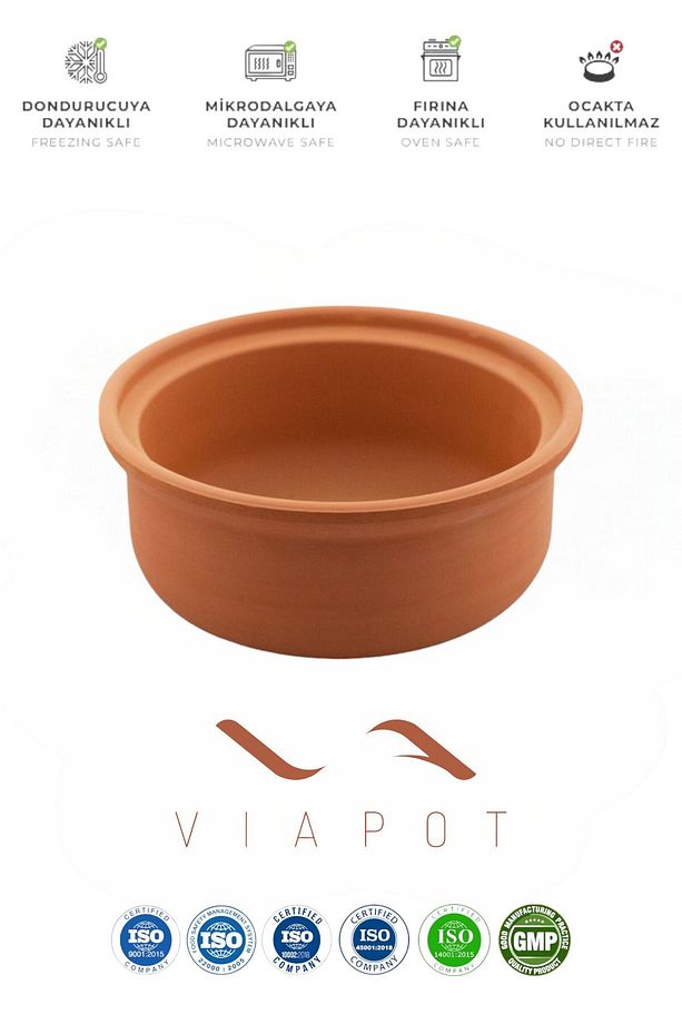 Güveç Orta 2500ml Sırsız Kapaklı Çömlek 24x12cm - 4