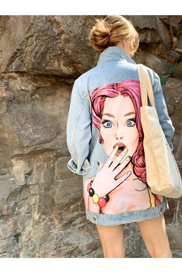 Pop-Art Patterned Jean Jacket - Denim Jacket - 8