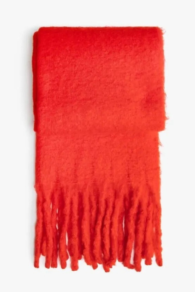 Solid Color Puff Shawl - Winter Neck and Shoulder Shawl - Red