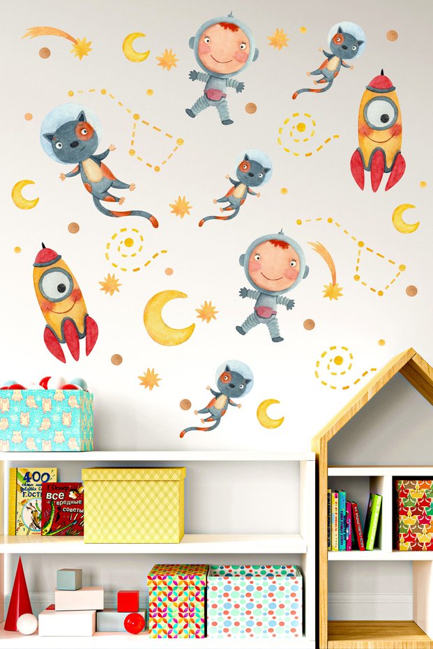 Space Themed Kids Room Sticker Set