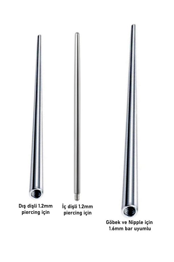 Çelik Piercing Kolay Takma Geçiş İğnesi Konik Aparatı (3lü Set) - 4