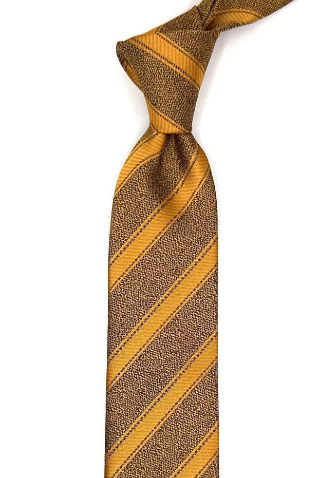 Yellow Stripe Pattern Slim Tie Sk8026