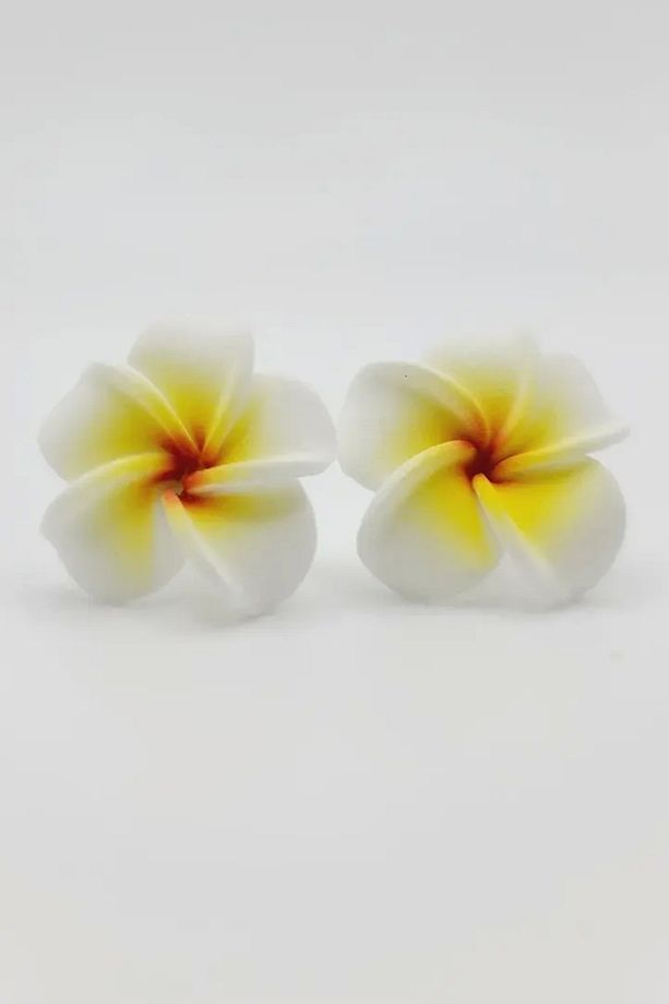 Açık Sarı Plumeria Lotus Küpe (Çift) - 4