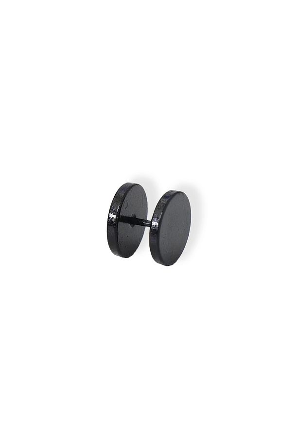 Siyah Renk Disk Erkek Küpe (Tek) - 2