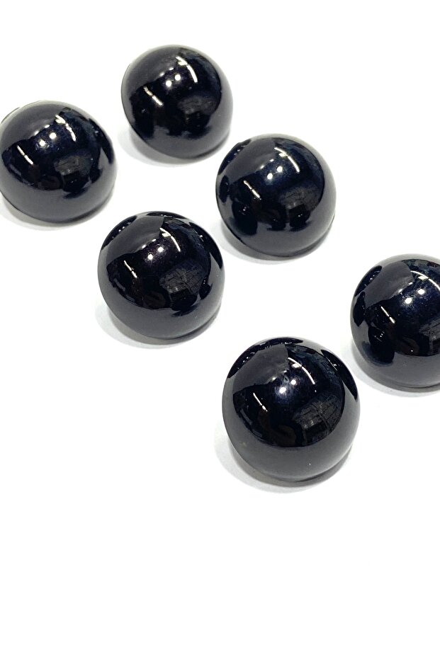 Pearl Button / Medium Button / Set of 6 / 1.8 cm / Black