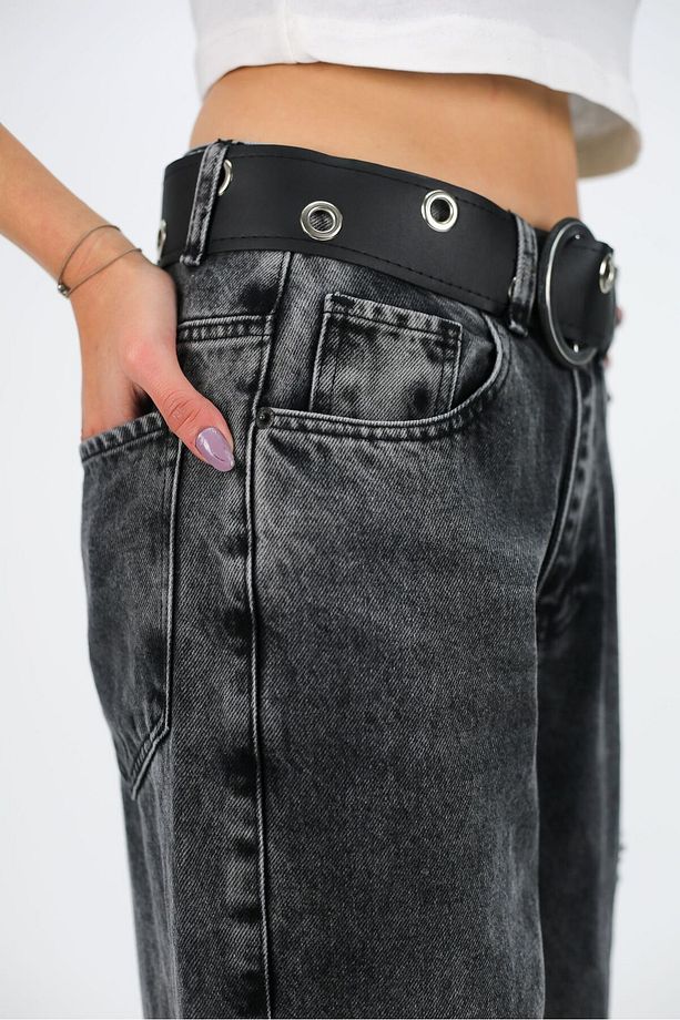 Y2k Kar Yıkamalı Butterfly Desenli Baggy Pantolon - 5