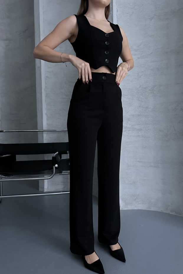 طقم بنطلون بالازو بأزرار - 3