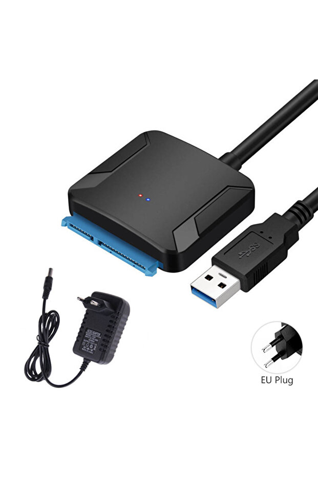 قابس الاتحاد الأوروبي مع كابل محول USB 3.0 إلى SATA عالي الجودة 5 جيجابت في الثانية لأجهزة الكمبيوتر المحمولة 2.5 3.5 هار