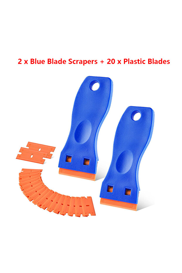 22Pcs 2Pcs Plastic Razor Blade Scrapers Glue Remover with 20Pcs Blades Car Glass Cleaning Razor Scra