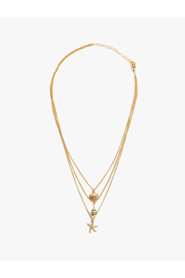 Layered Chain Necklace with Shell and Star Detail
