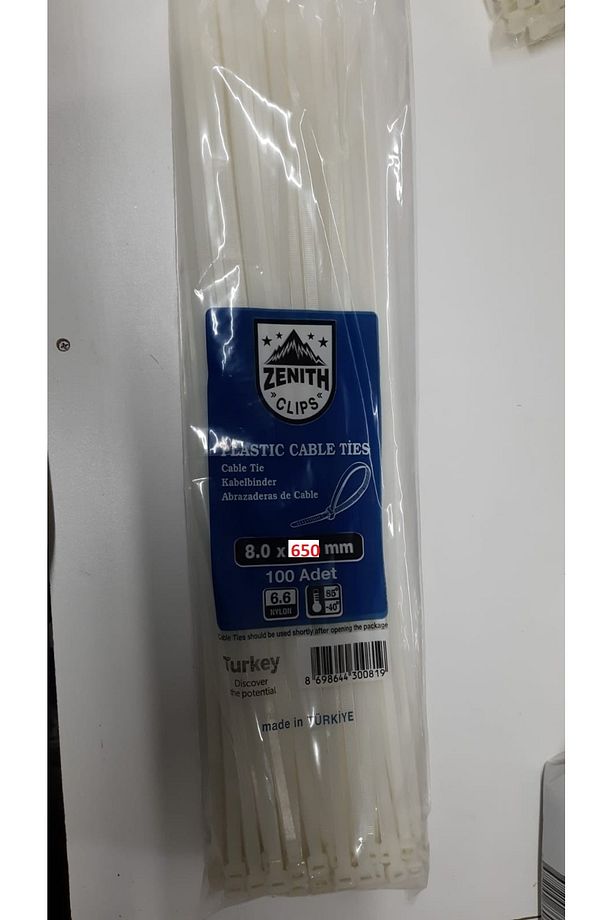 KABLO BAĞI CIRT KELEPÇE KALIN MODEL 8.0 MM X 650 MM 1 PAKET 100 ADET GÖNDERİLİR - 1