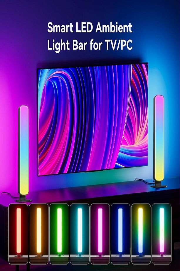Kumandalı 2'li Rgb Led Işık Bar - 16 Renk, 4 Mod, Usb Ambiyans Lamba, Yatak Ve Dikey Kullanım - 5