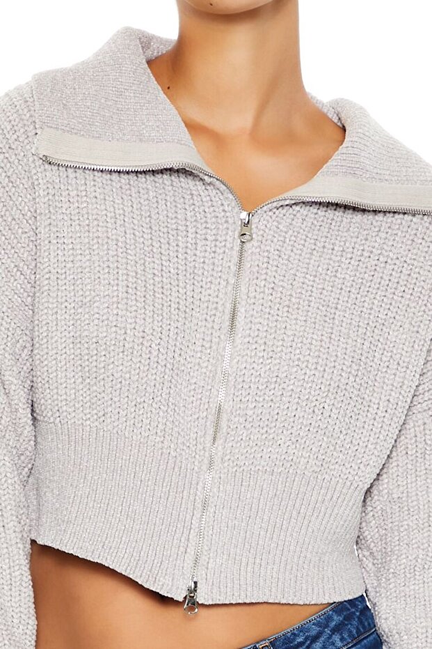 Crop Fermuarlı Hırka - 3