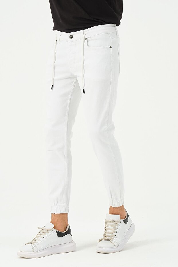Men's Elastic Skinny Fit Jeans White