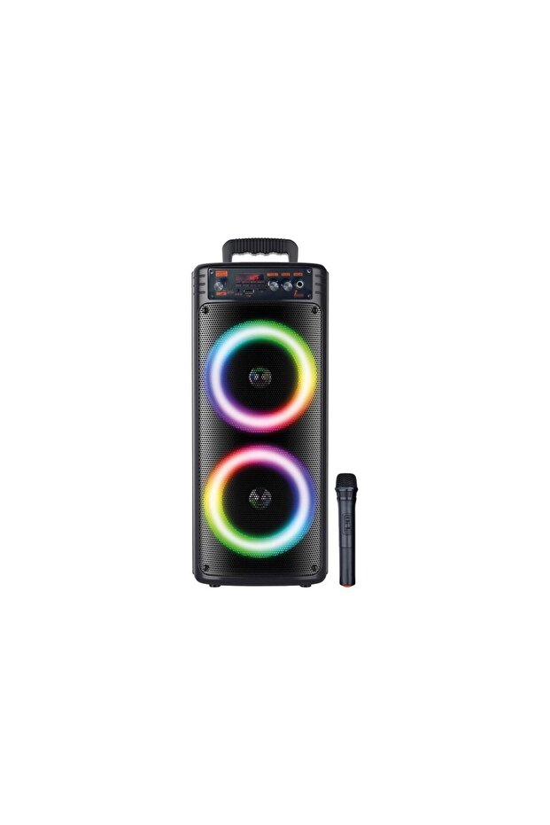 8.0"x2 Kablosuz Mifrofonlu Ledli Bluetooth Hoparlör Bts-68 - 1