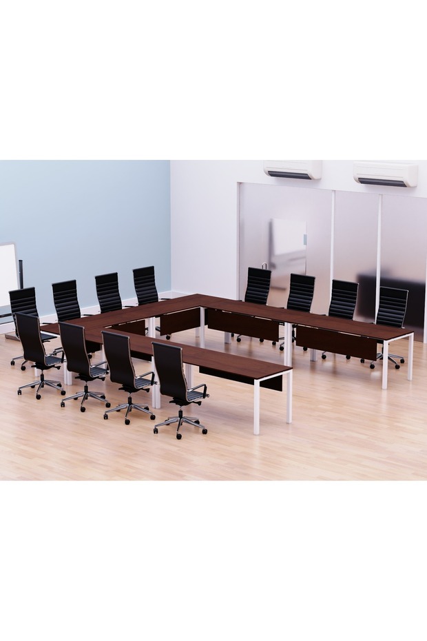 Figura 72-14 U-Shaped Conference Meeting Table for Office - 12 Seater, Apple Cherry