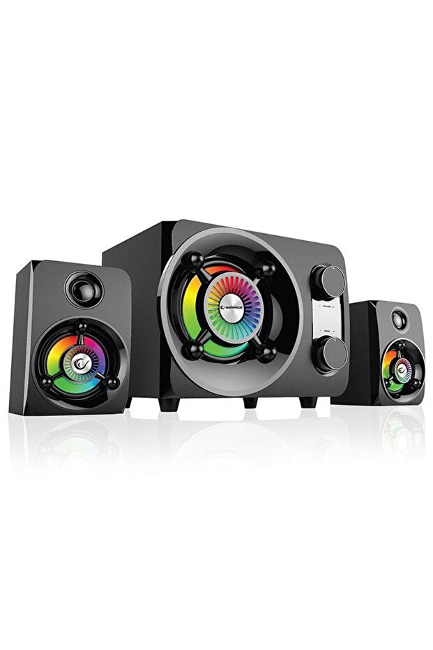 Rms-g8 2 1 25w Bluetooth Usb-sd-fm Rainbow Siyah Led Işıklı Gaming Speaker