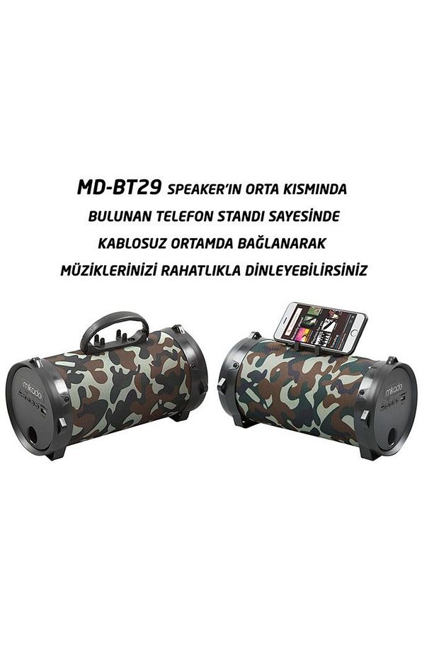 Md-bt29 5w Bluetooth Tf Fm Kamuflaj Speaker - 4