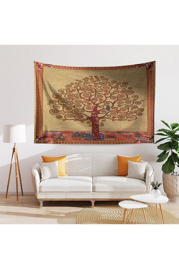 Gustav Klimt Yaşam Ağacı Desenli Duvar Örtüsü Duvar Halısı Tapestry - 1