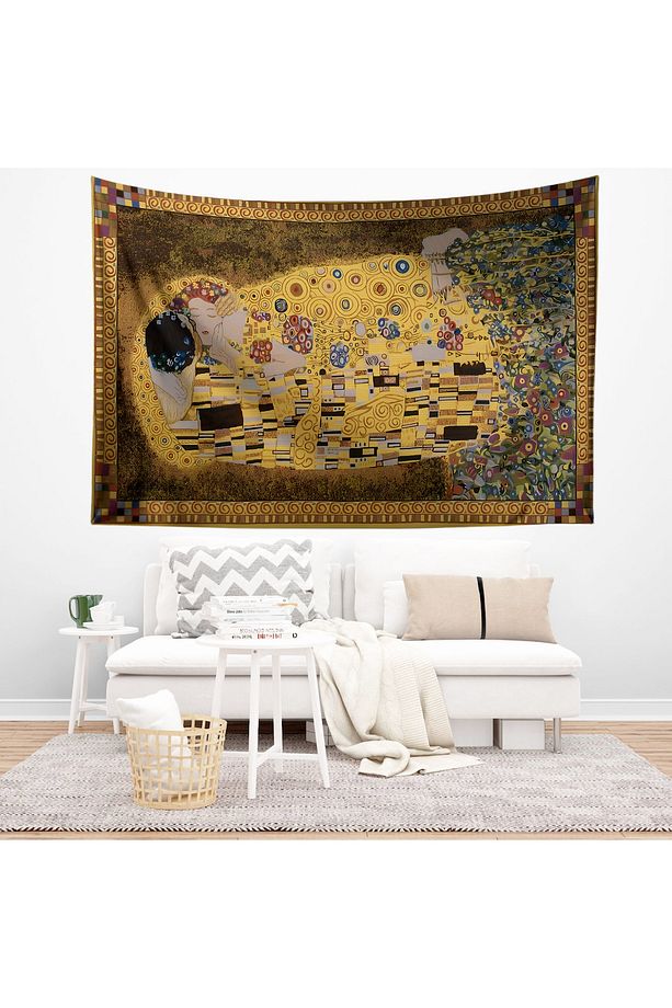 Gustav Klimt Kiss Öpücük Desenli Duvar Örtüsü Duvar Halısı Tapestry - 2